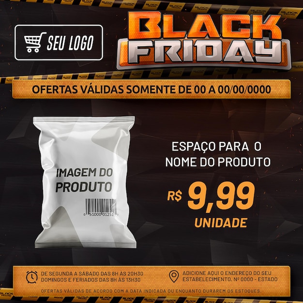 PSD black friday encarte de ofertas sexta-feira negra mídias sociais