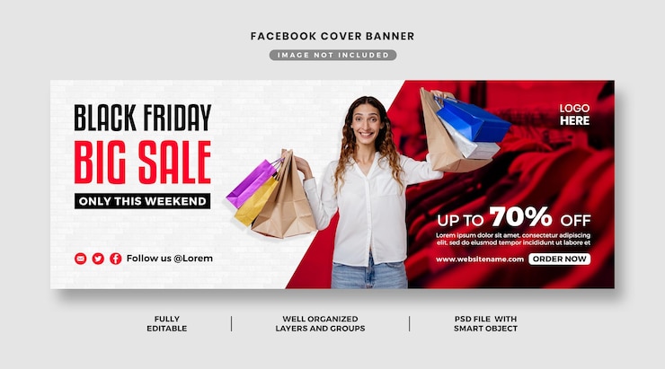 PSD black friday facebook cover banner vorlage
