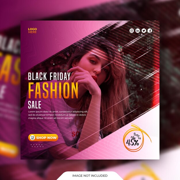 Black Friday Fashion Sale Beitragsvorlage und Instagram Beitragsvorlage