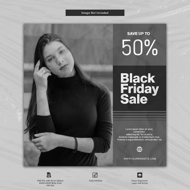 PSD black friday fashion sale social media template design