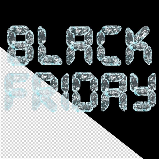 PSD black friday feita de letras de gelo 3d