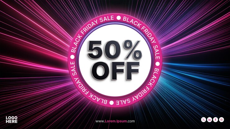 Black Friday Flash Sale con luces de neón