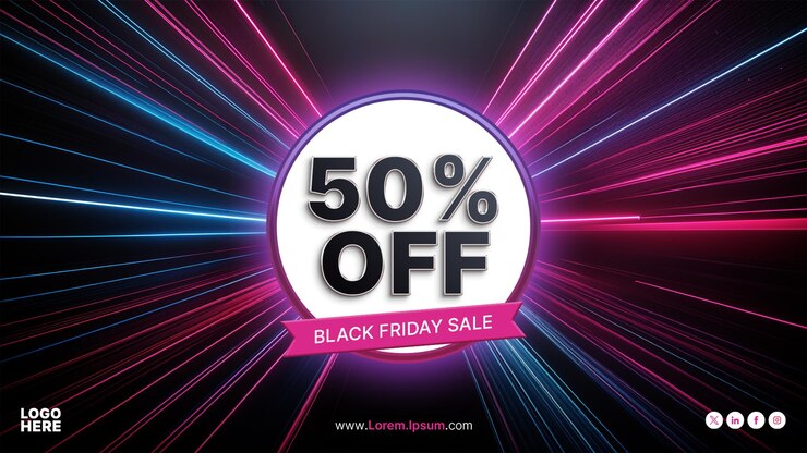 Black Friday Flash Sale con luces de neón
