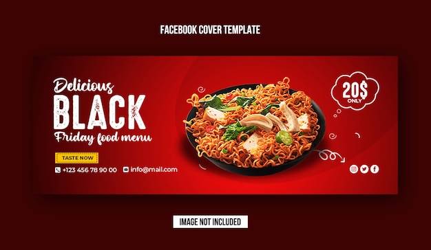 PSD black friday food facebook cover design vorlage