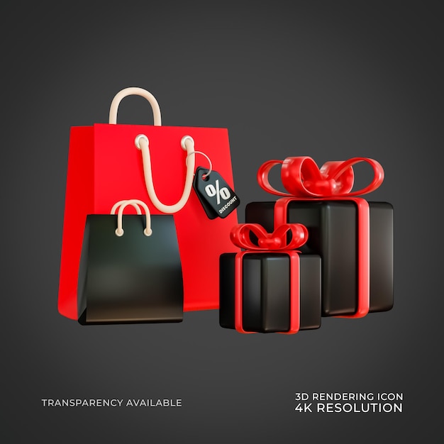 Black Friday Gift Box Sale Icon Isolierte 3D-Render-Illustration