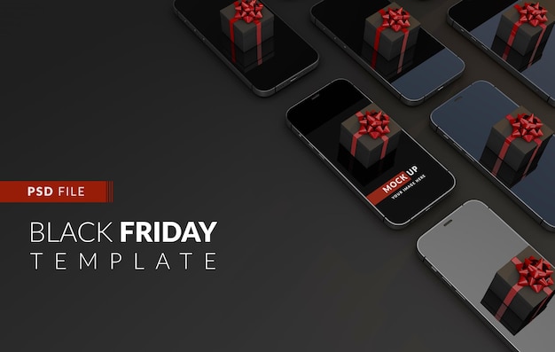 Black Friday kauft online von Ihrem Smartphone eine Mockup-Vorlage