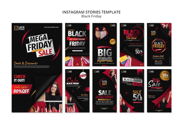 Black Friday Konzept Instagram Geschichten Vorlage