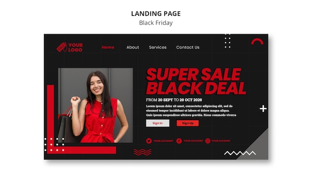 PSD black friday konzept landingpage vorlage