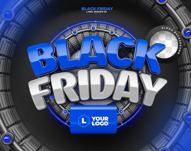 Black Friday Label in realistischem 3D-Render mit transparentem Hintergrund