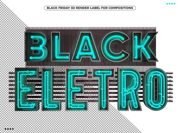 Black friday logo electrónico 3d con azul neón para maquillaje