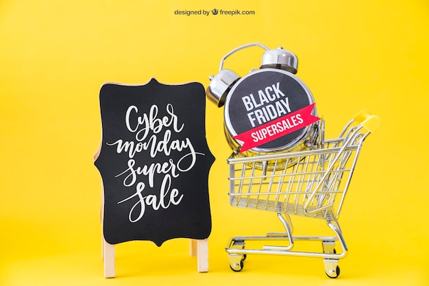 Black friday maquete com carrinho e alarme