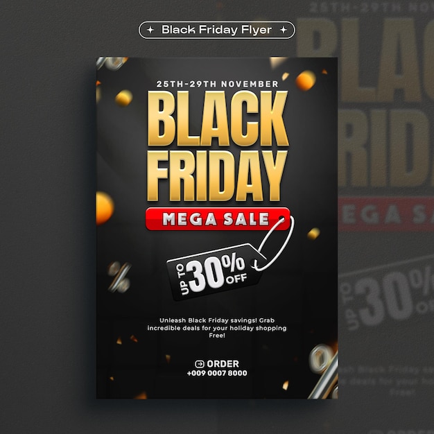 Black Friday Mega Sale Flyer Design Template (Template di progettazione del volantino del venerdì nero)