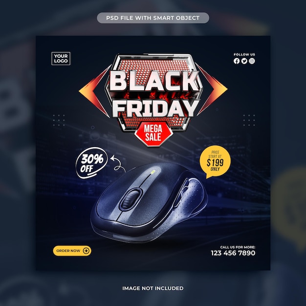 Black Friday Mega Sale Modelo de design de postagem de mídia social