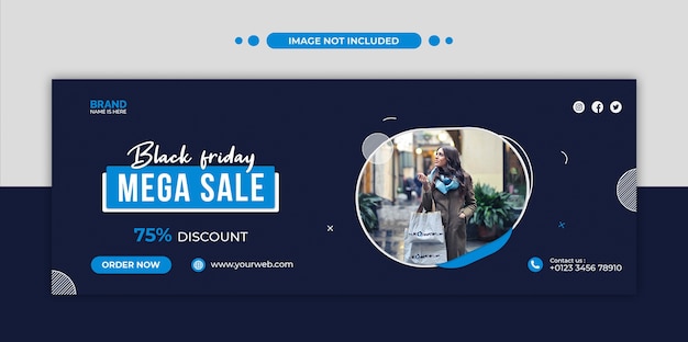 Black Friday mega vendita copertina della timeline di facebook e modello di banner web