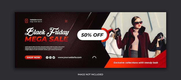 Black friday mega vendita social media modello di copertina di facebook