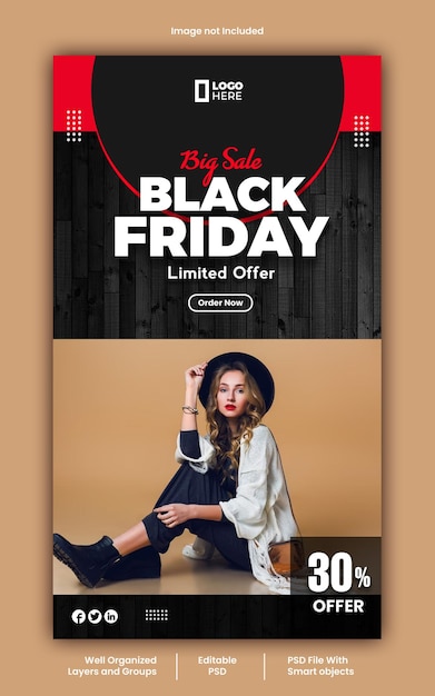 Black friday-mode-social-media-story-design-psd-vorlage