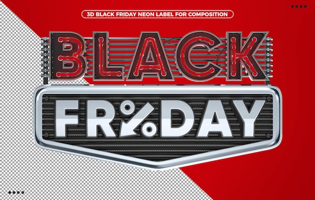 Black friday neonrotes 3d-render-label für make-up