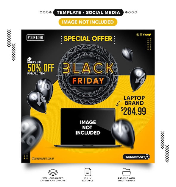 Black Friday en redes sociales con varios productos con hasta 50 de descuento