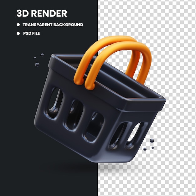 PSD black friday remise panier illustration 3d rendu 3d