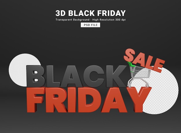 Black friday renderização 3d premium psd