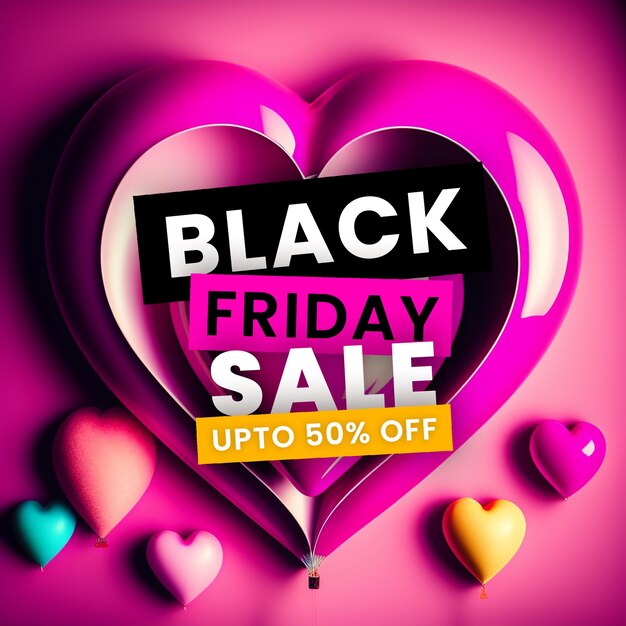PSD black friday sale banner in pink und schwarz für soziale medien und geschäftliche zwecke
