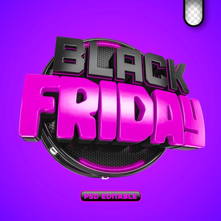 PSD black friday sale banner pink selo edição 3d editável psd