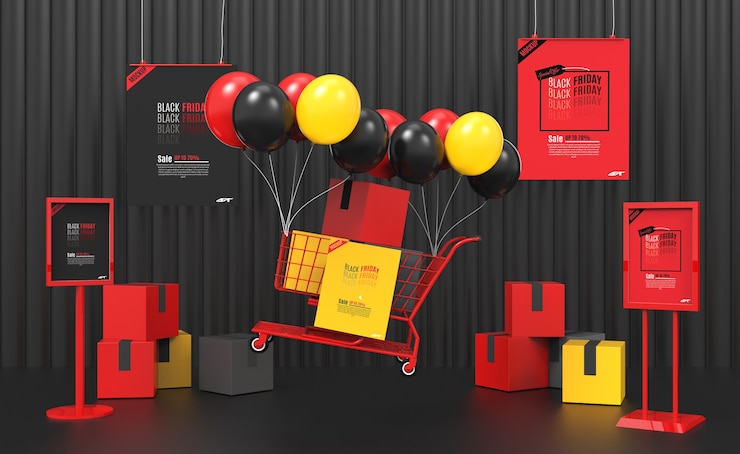 PSD black friday sale konzept modell