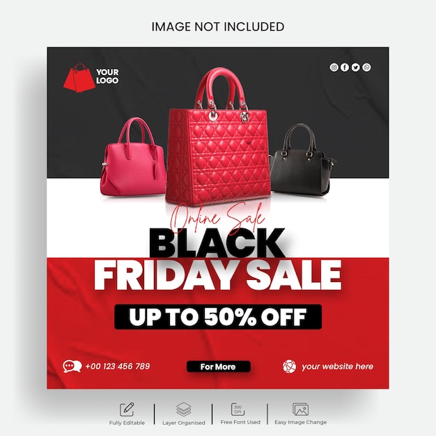 Black friday sale post-banner und web-banner-vorlagendesign