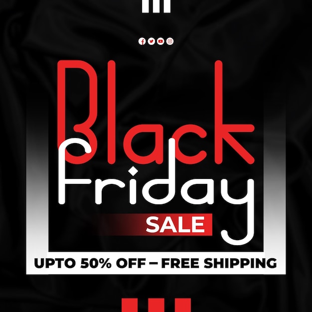 Black Friday Sale rote und weiße Farbe Social-Media-Post und quadratische Flyer-Vorlage