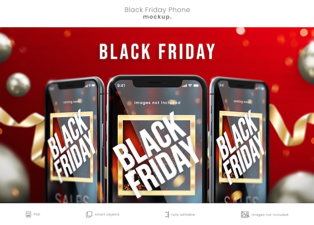 Black friday samrt phone mockup auf rotem hintergrund für black friday sales