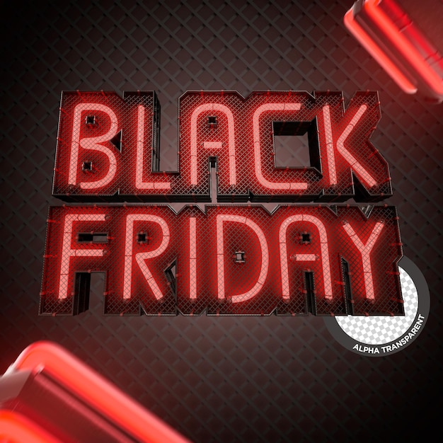 Black friday, sello 3d de led rojo bloqueado por barras