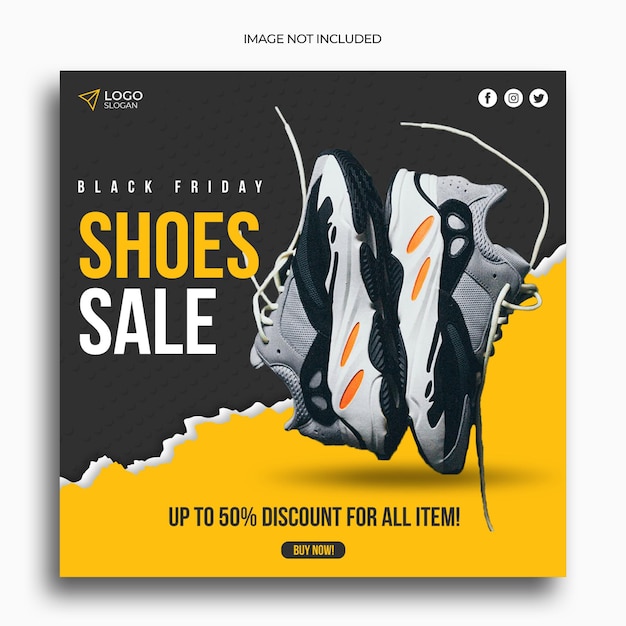 PSD black friday shoes sale mídia social post instagram modelo de banner post