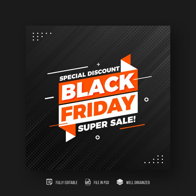 Black Friday-Social-Media-Beitrag und Rabattverkaufsbanner-Designvorlage