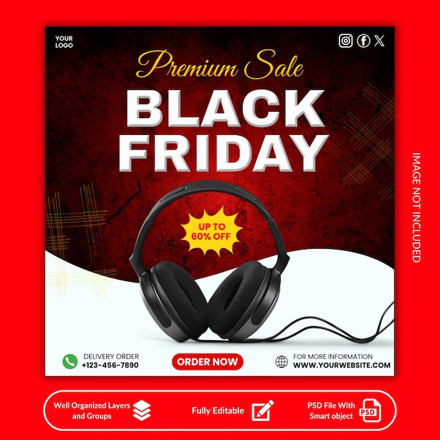 Black Friday Social Media e modello di progettazione di post su Instagram