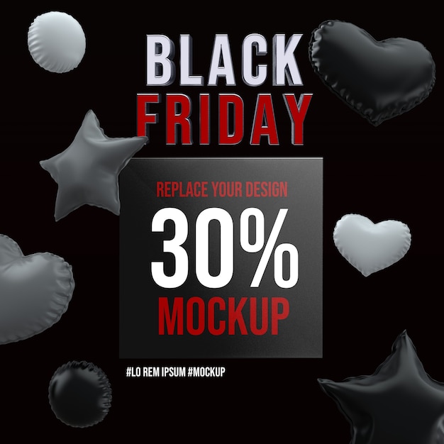 Black friday social media square mockup design