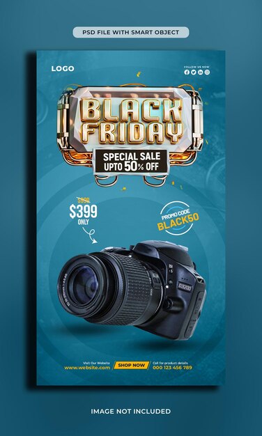 PSD black friday-sonderverkaufs-social-media-story-design-vorlage