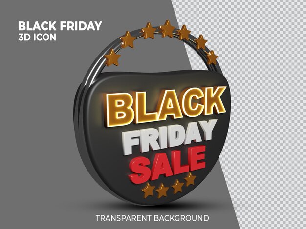 PSD black friday super sale 3d gerenderte symbolseitenansicht