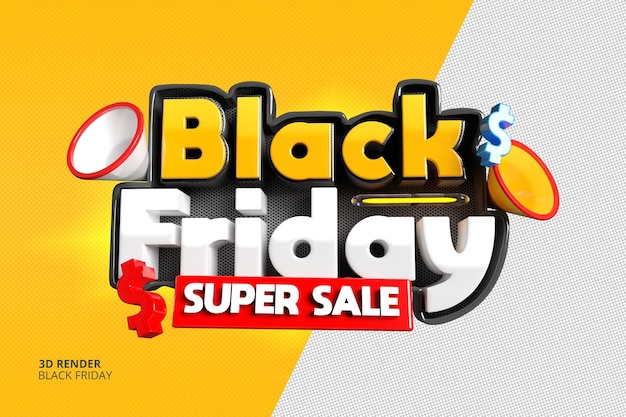 Black friday super sale 3d-renderetikettenvorlage