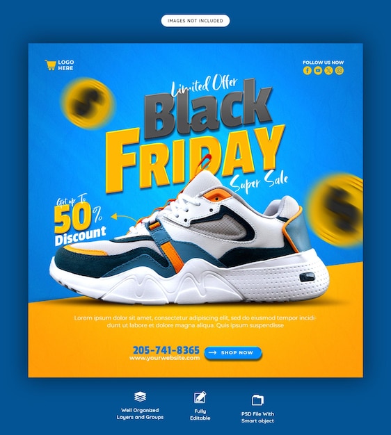 Black Friday Super Sale-Bannervorlage für soziale Medien