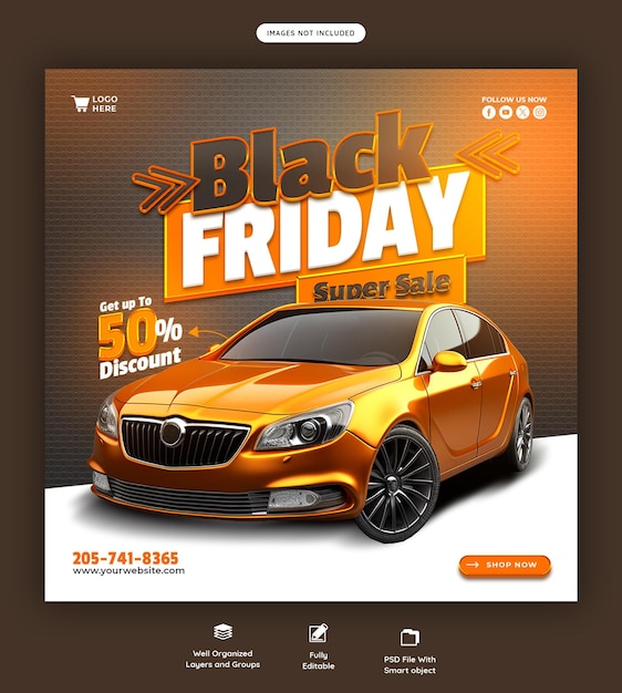 Black Friday Super Sale-Bannervorlage für soziale Medien