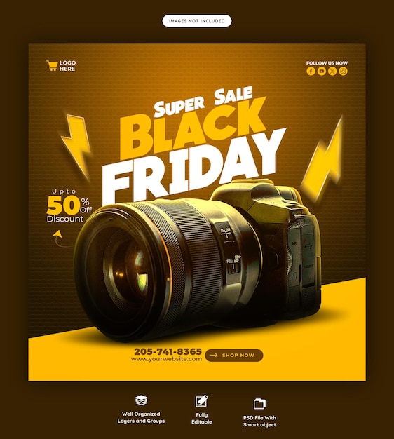 Black Friday Super Sale-Bannervorlage für soziale Medien