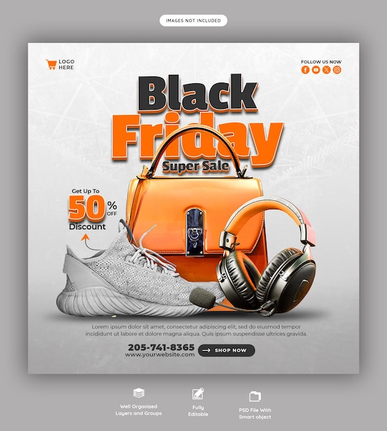 Black Friday Super Sale-Bannervorlage für soziale Medien