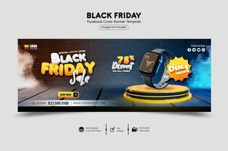 Black Friday Super Sale Facebook-Cover-Vorlage