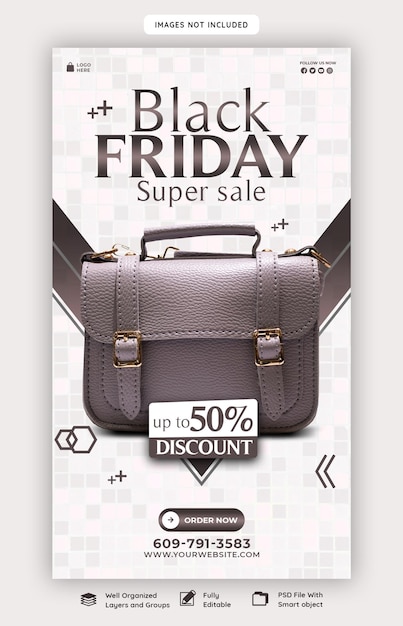 PSD black friday super sale instagram und facebook story banner vorlage