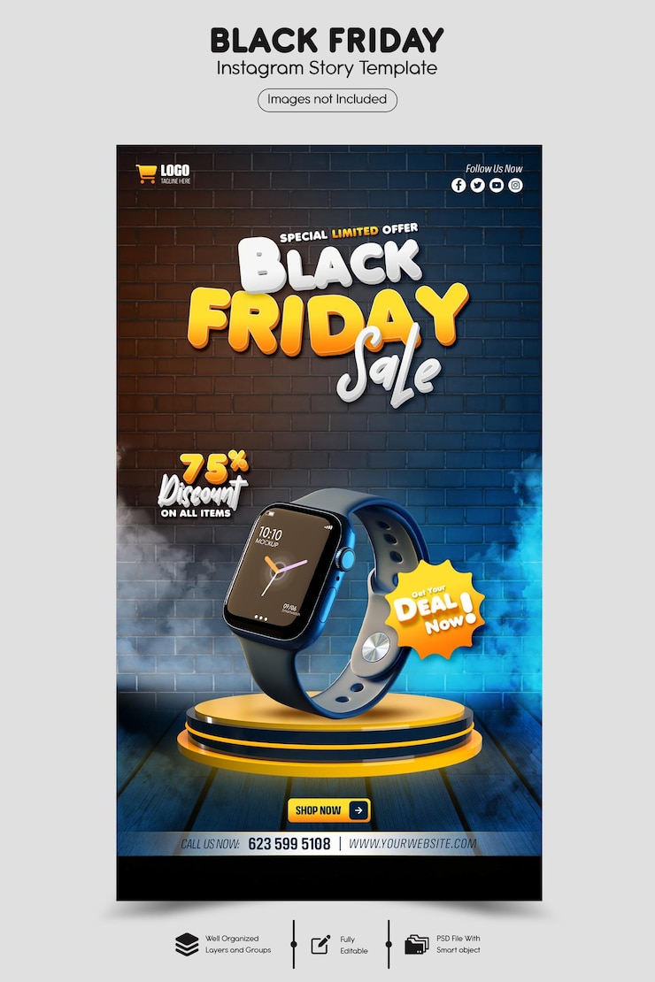 Black Friday Super Sale Instagram- und Facebook-Story-Banner-Vorlage