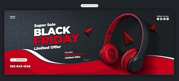 Black Friday Super Sale modello di banner di copertina di Facebook