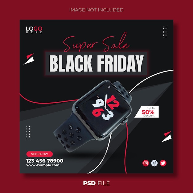 Black friday super sale modelo de banner de mídia social de tendência banner quadrado editável