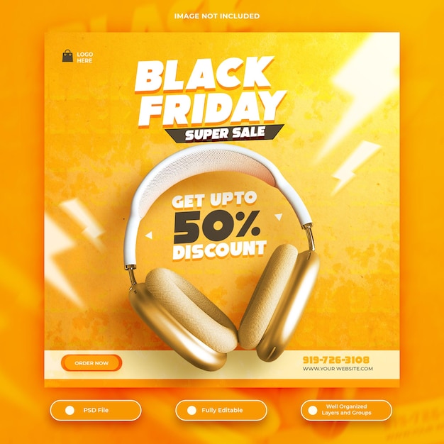 Black friday super sale social-media-banner oder beitragsvorlage