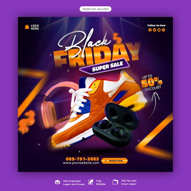 Black Friday Super Sale Social-Media-Banner-Vorlage