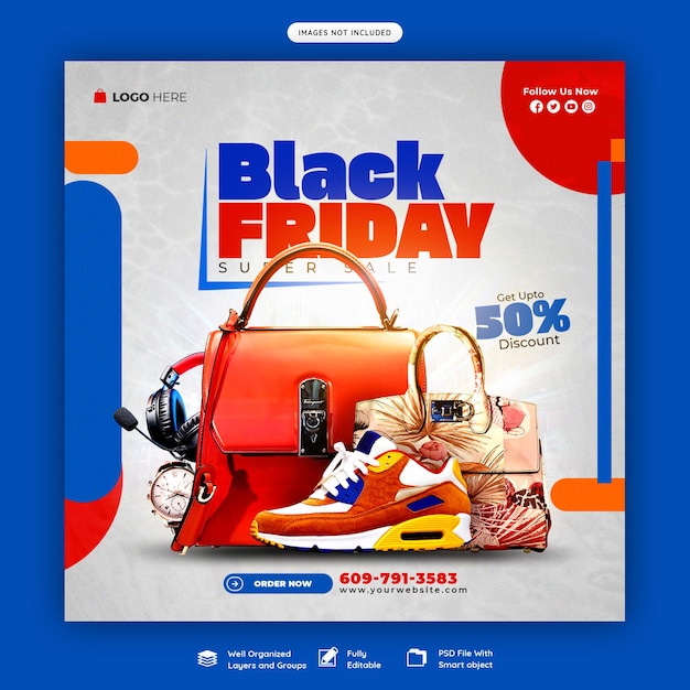 Black Friday Super Sale Social-Media-Banner-Vorlage